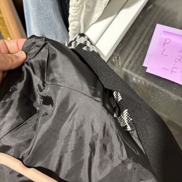 Black Label by Evan Picone Blazer Siz16 White Black Work Party One button Closur - Picture 7 of 8